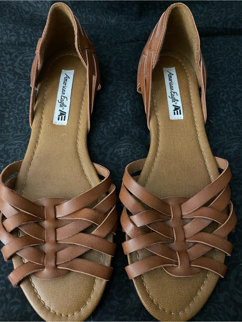 American Eagle Outfitters Tan Brown Woven Strappy Sandals